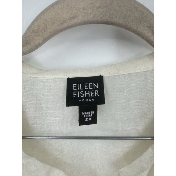 Eileen Fisher Silk Linen Top Women Plus Size 2X Ivory Minimalist Lagenlook - Picture 3 of 9